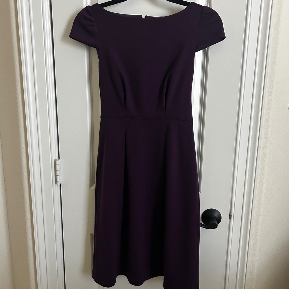 Adrianna Papell Purple Fit & Flare Dress Classic Preppy Elegant Feminine office